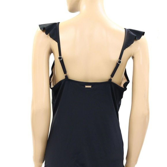 Cabana Life Essentials One-Piece Black Ruffle Bodysuit Top Solid XL NWT - Picture 4 of 5